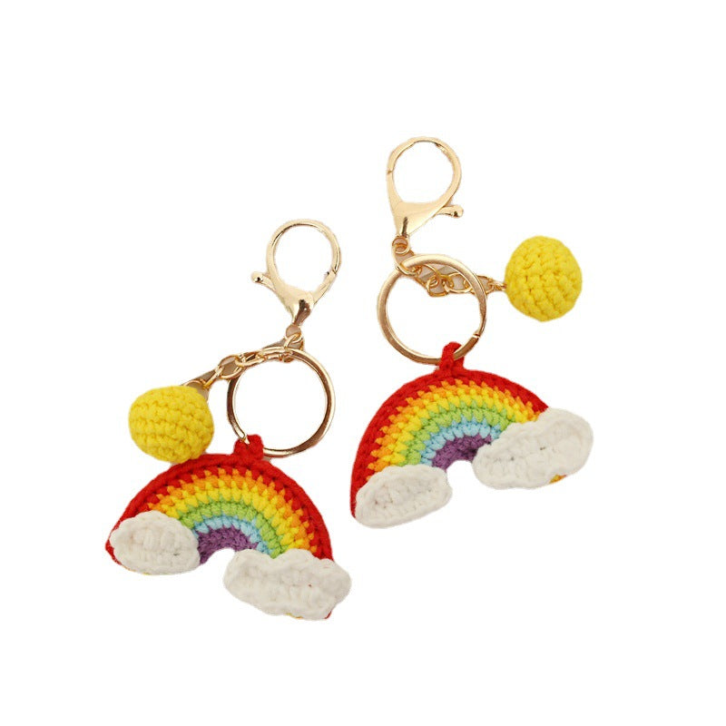 Wholesale Rainbow Wool Knitted Keychain